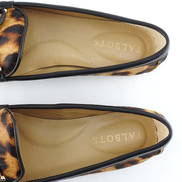 Talbots Everson Tasseled Leopard Print Leather Driving Moccasins Sz 5 Animal Fla - Picture 12 of 14